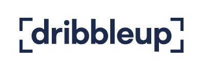 A clear representation of the Dribbleup logo on a white backdrop, showcasing its branding in a minimalist style.