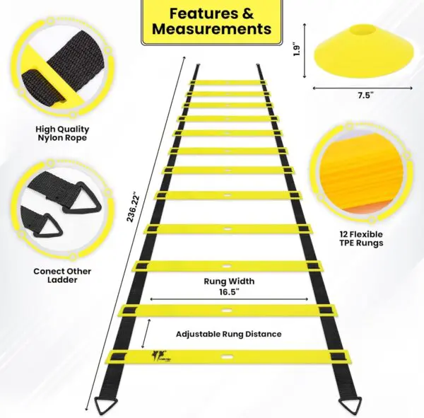 20ft Sports Agility Ladder for Men, Women, and Kids – Speed & Agility Training Equipment for Soccer, Football, Tennis, and More - Image 2