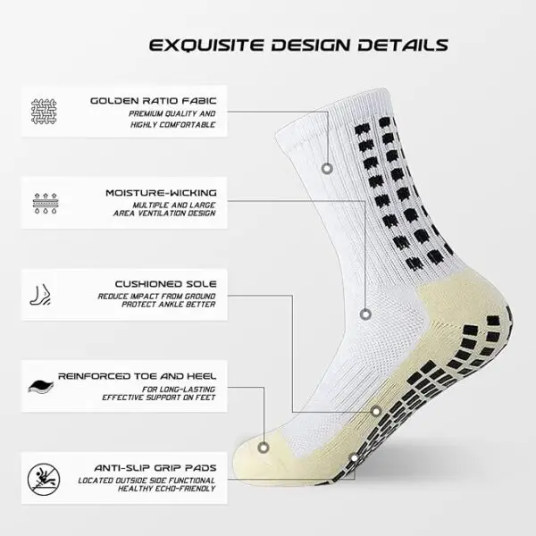Yufree Grip Soccer Socks – Anti-Slip Athletic Socks for Football, Basketball & Sports (4 Pairs) - Image 2