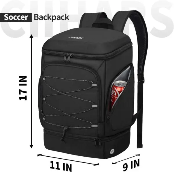 Premium Soccer Backpack with Ball Holder & Cleat Compartment – Multi-Sport Bag for Soccer, Basketball, Volleyball, and Football, Includes Insulated Pocket for Drinks & Food - Image 3