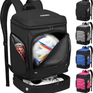 Premium Soccer Backpack with Ball Holder & Cleat Compartment – Multi-Sport Bag for Soccer, Basketball, Volleyball, and Football, Includes Insulated Pocket for Drinks & Food