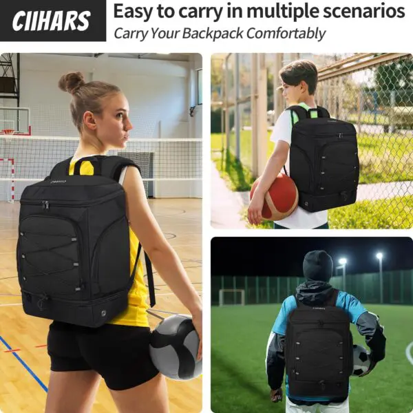 Premium Soccer Backpack with Ball Holder & Cleat Compartment – Multi-Sport Bag for Soccer, Basketball, Volleyball, and Football, Includes Insulated Pocket for Drinks & Food - Image 4