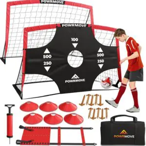 male soccer player about 12 dribbling, showcasing training gear