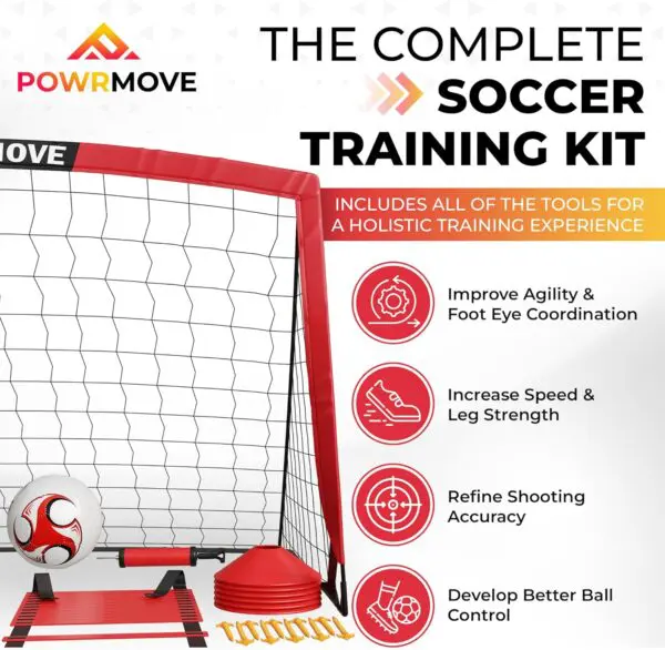 Soccer Goals for Backyard - Portable Soccer Goals Set of 2 with Pump, Cones, Training Ladder, Size 4 Ball and Carry Bag - 6FT x 4FT Soccer Nets, Durable Soccer Equipment for Kids and Adults - Image 2