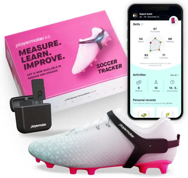 Playermaker 2.0 Smart Soccer Tracker – Cleat-Mounted Performance Monitor with 25+ Training Metrics & 12-Month App Access