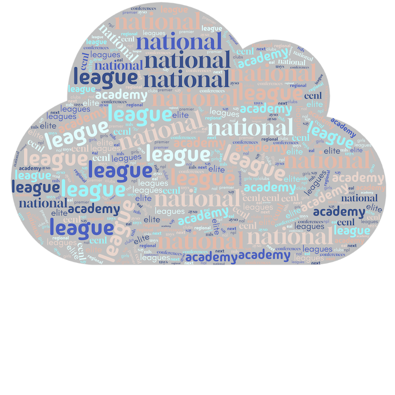 Cloud shape filled with lots of words representing a word cloud