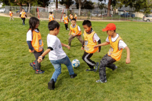 Soccer forward program kids playing