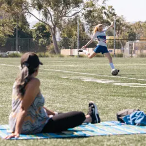 Girls playing an AYSO Section 1 Alliance competitive match on a local field