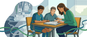 image of youth soccer player reviewing soccer registration forms and rules