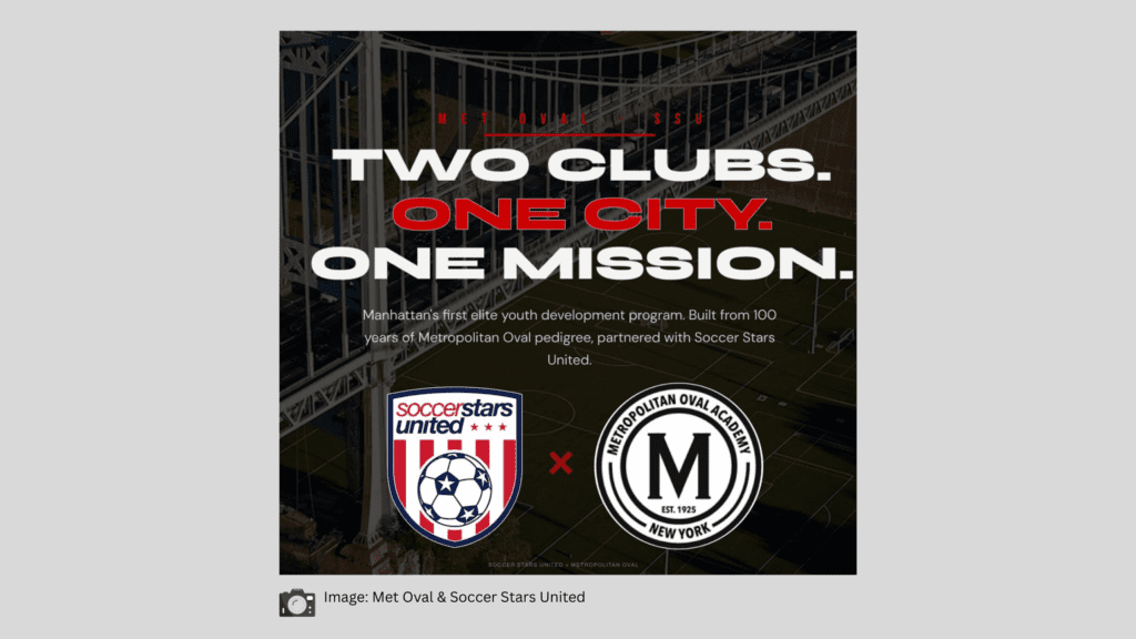 Met Oval and SOccer Stars United Image of announcement of developmental pathway