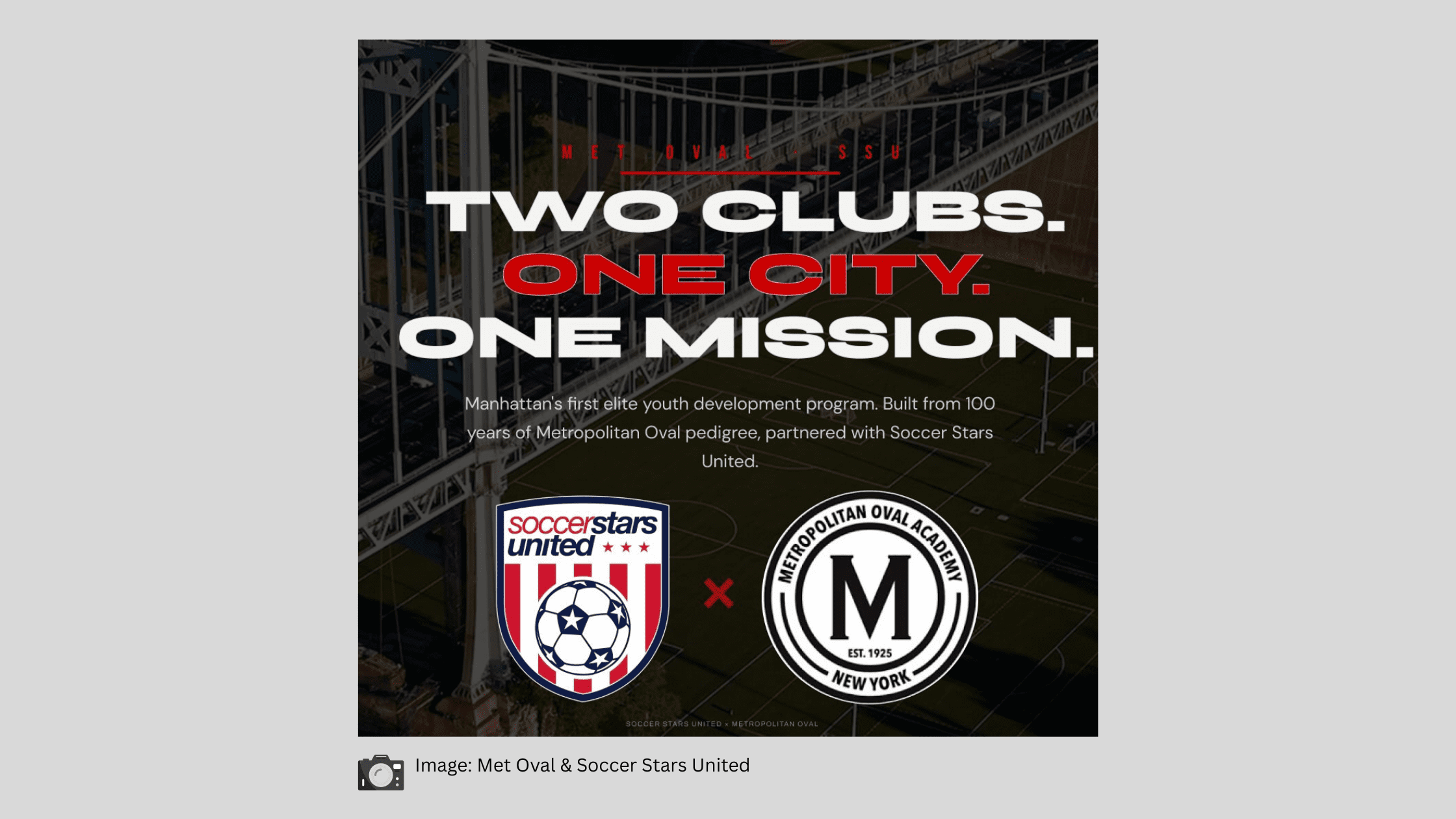 Met Oval and SOccer Stars United Image of announcement of developmental pathway