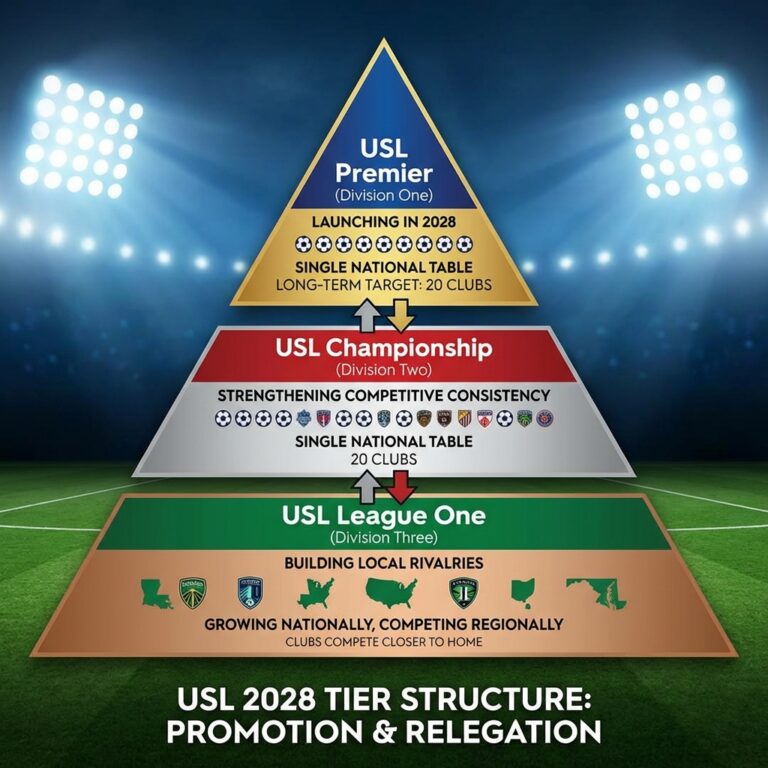 USL Pyramid as of 2028. USL Premier. Promotion and relegation.