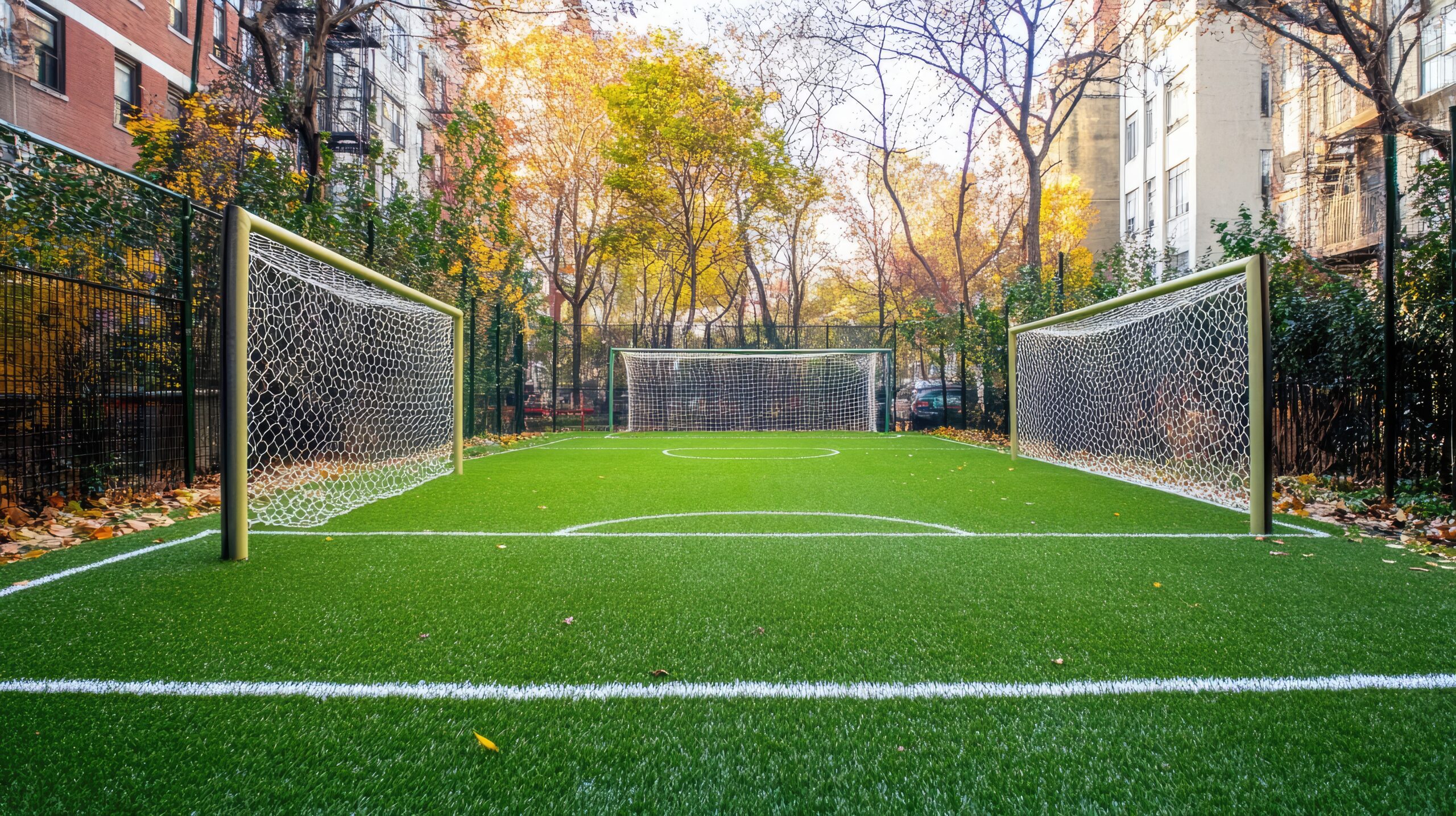 You can absolutely work that in while keeping it accurate and optimized: Alt text: Small-sided soccer field with goals on both ends in an urban neighborhood park, illustrating the type of accessible mini-pitch spaces the U.S. Soccer Foundation’s Soccer Will campaign aims to bring closer to where kids live and play.