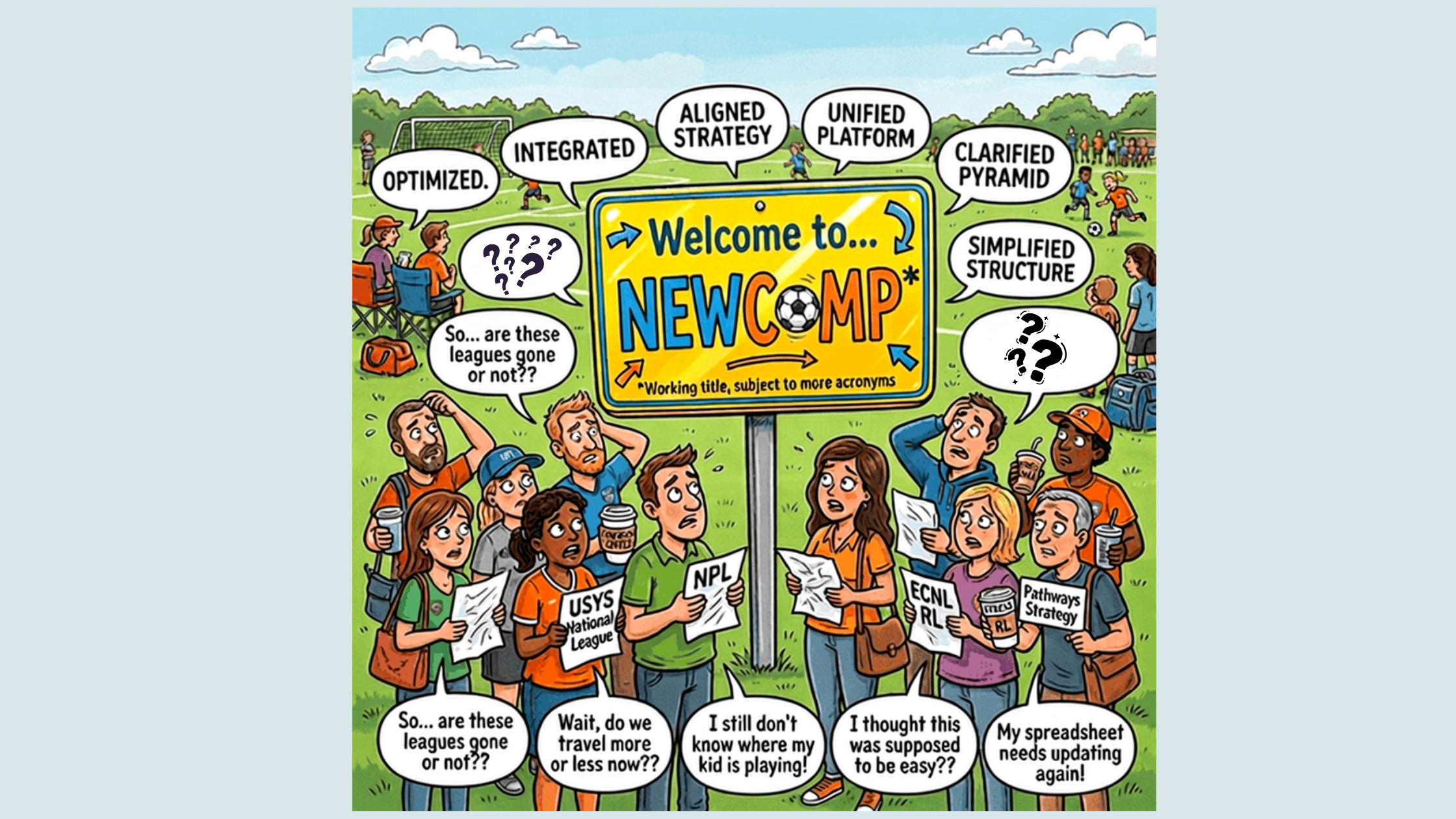 NewComp aims to unify NPL and USYS National League, but vague rollout language leaves youth soccer parents more confused than informed.