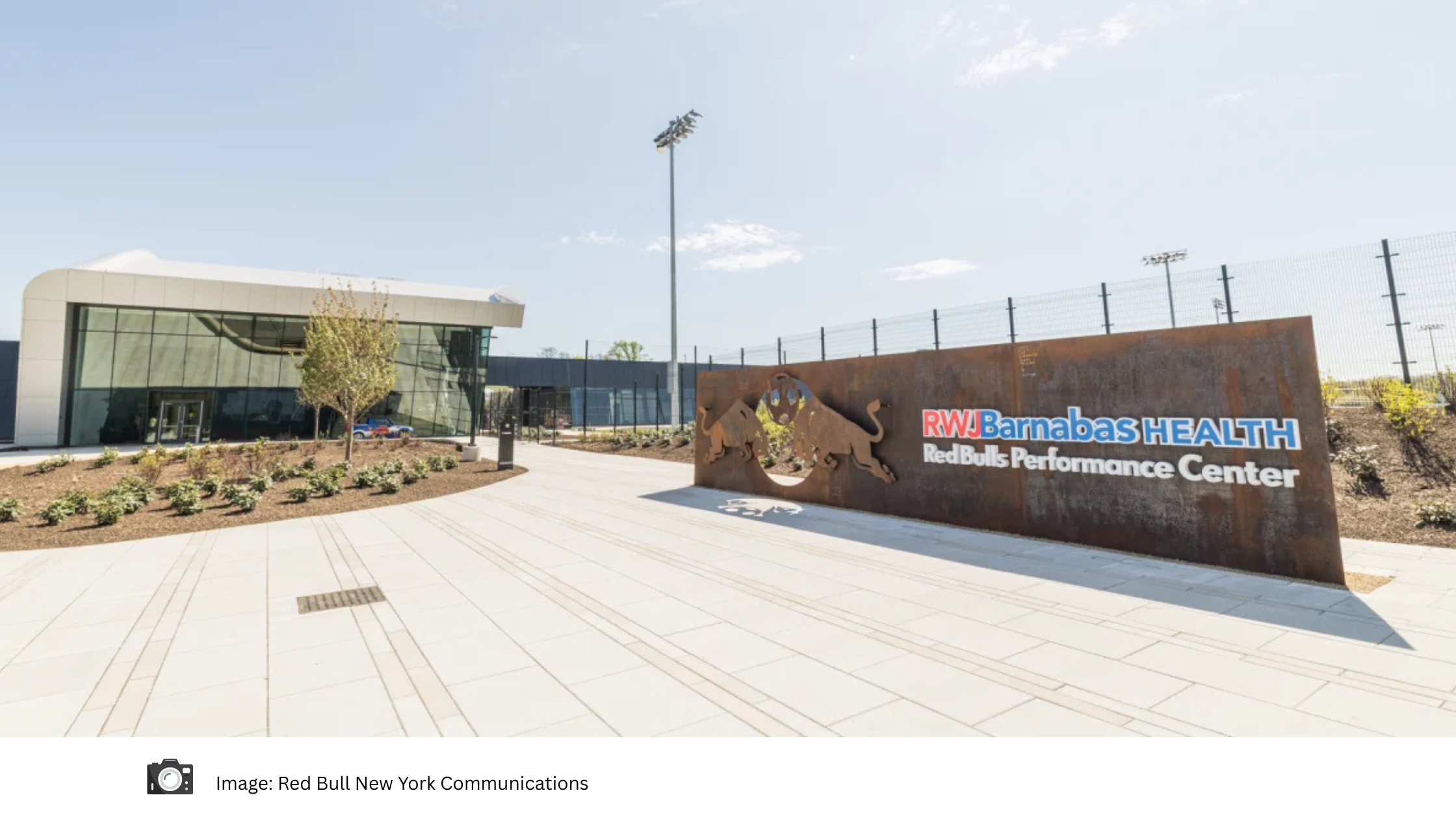 Red Bull NY training complex in New Jersey with multiple soccer fields and academy facilities supporting MLS Next player development