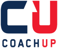 The Coach Up logo showcases the word "Coach Up" in bold red and blue.